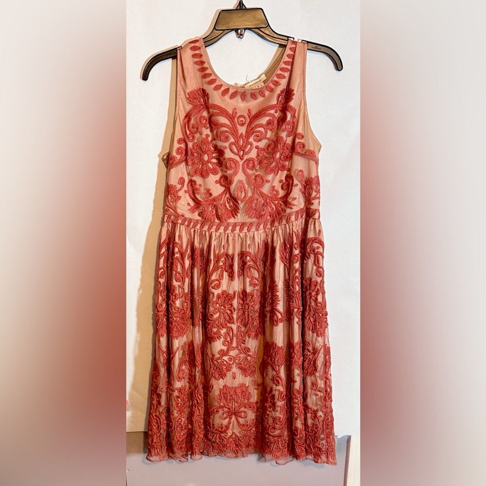 Sundance Coral Embroidered Midi Dress